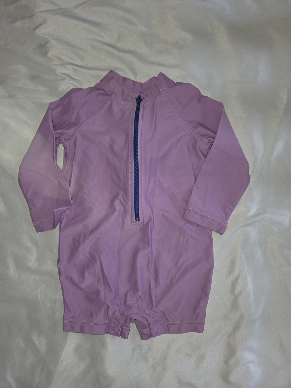 Primary Lilac Zip Swimsuit with Navy Zipper